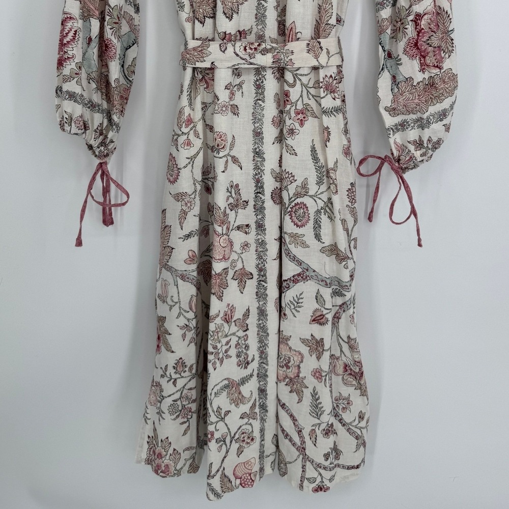 D'Ascoli Tuckahoe Floral Print Midi Dress Medium Boho Cottagecore Hand Woven - Picture 10 of 13